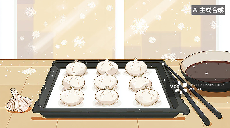 【AI数字艺术】暖冬中式早餐包子图片素材