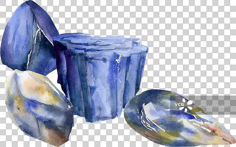 手绘水彩珍贵宝石半宝石图片素材