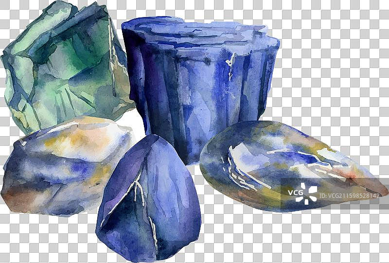 手绘水彩珍贵和半宝石图片素材