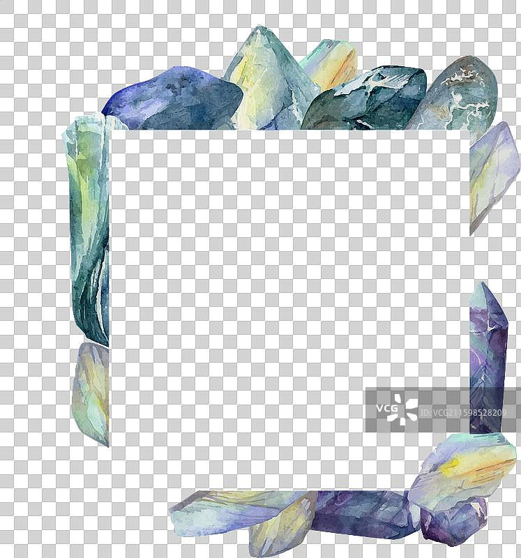 手绘水彩珍贵宝石水晶图片素材