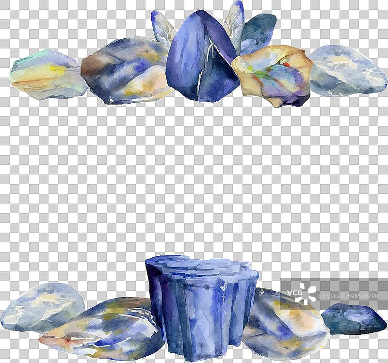 手绘水彩珍贵宝石半宝石图片素材