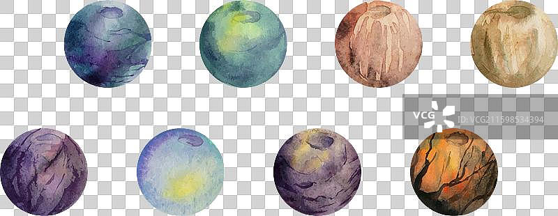 手绘水彩珍贵宝石水晶图片素材