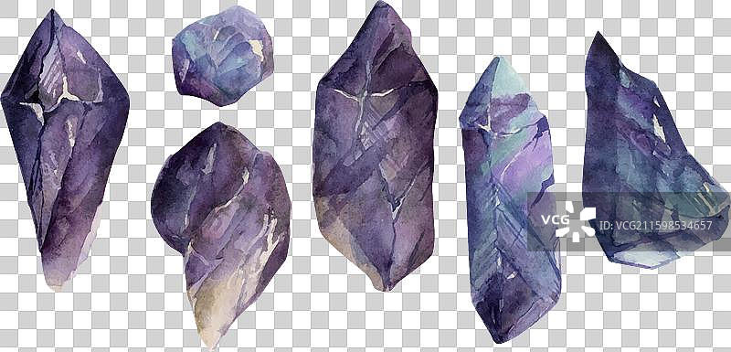 手绘水彩珍贵和半宝石珠宝图片素材