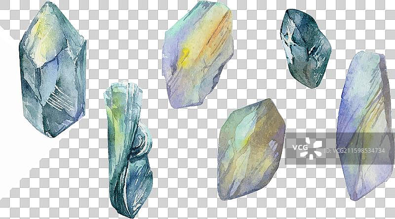 手绘水彩珍贵宝石和半宝石图片素材