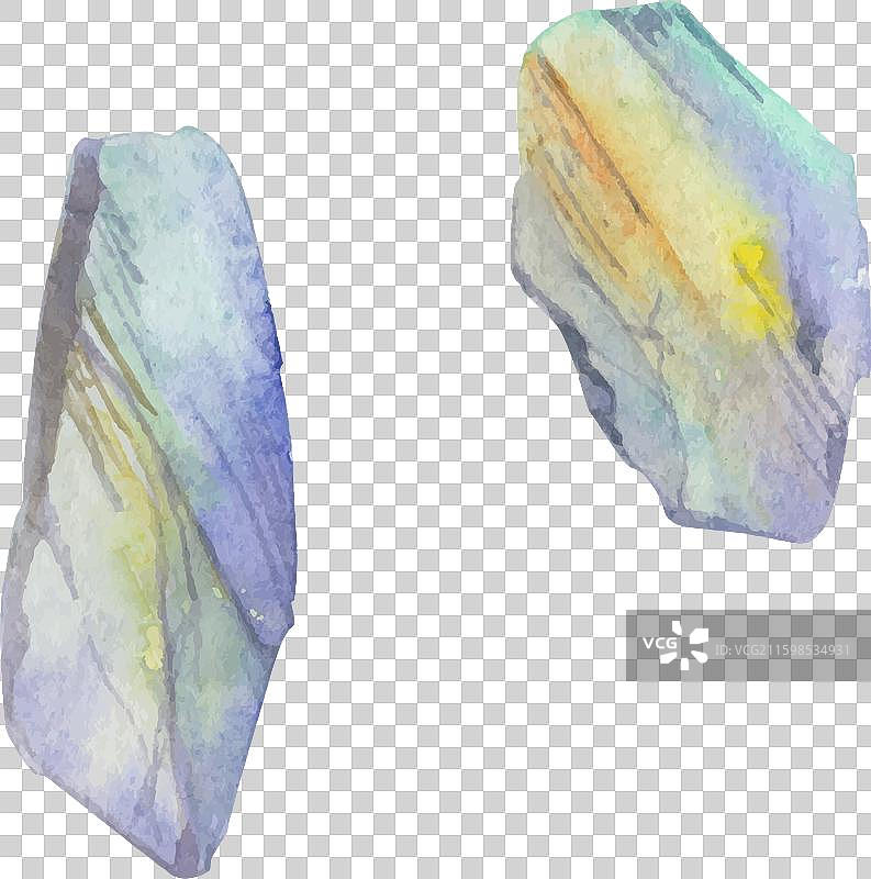 手绘水彩珍贵宝石和半宝石图片素材