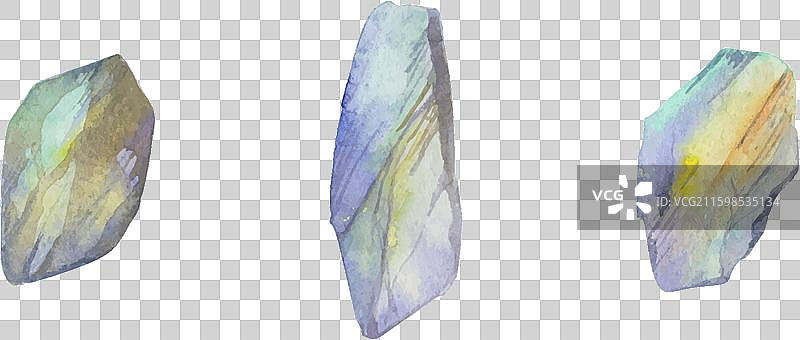 手绘水彩珍贵和半珍贵宝石图片素材