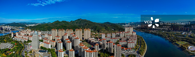 本溪市 明山区 枫叶广场 富虹商场 太子河 金山公园 航拍图片素材