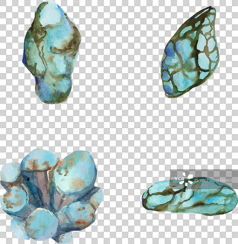 手绘水彩珍贵宝石半宝石图片素材