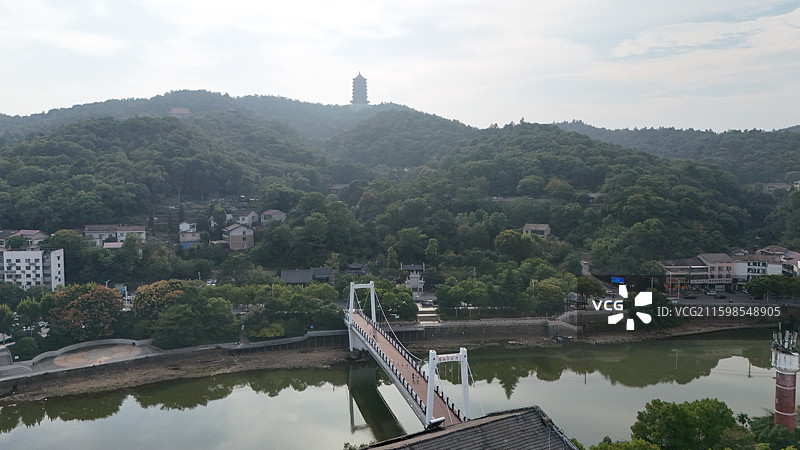 醴陵城市景观，渌江桥，渌江书院，醴陵门航拍图片素材