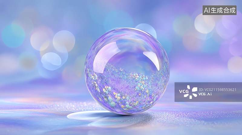 【AI数字艺术】闪光装饰的透明球体图片素材