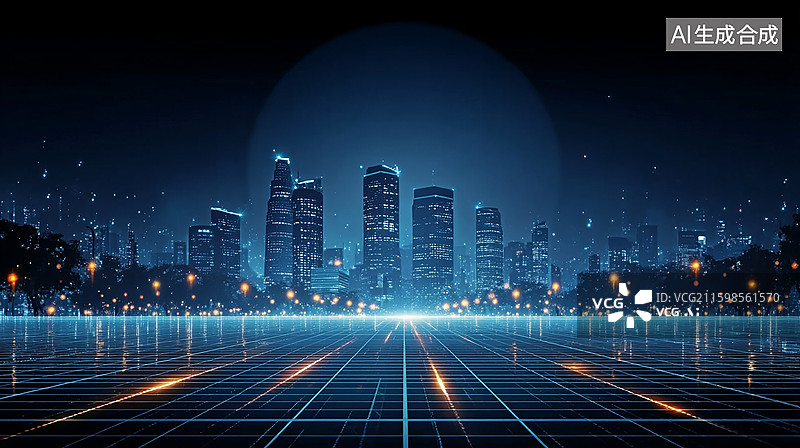 【AI数字艺术】未来科技感城市光影效果图片素材