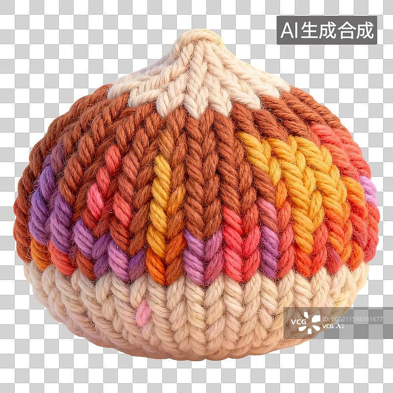 【AI数字艺术】3D卡通秋季冬季毛线针织材质质感插画元素板栗图片素材