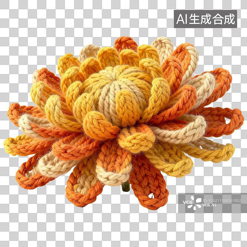 【AI数字艺术】3D卡通秋季冬季毛线针织材质质感插画元素菊花图片素材