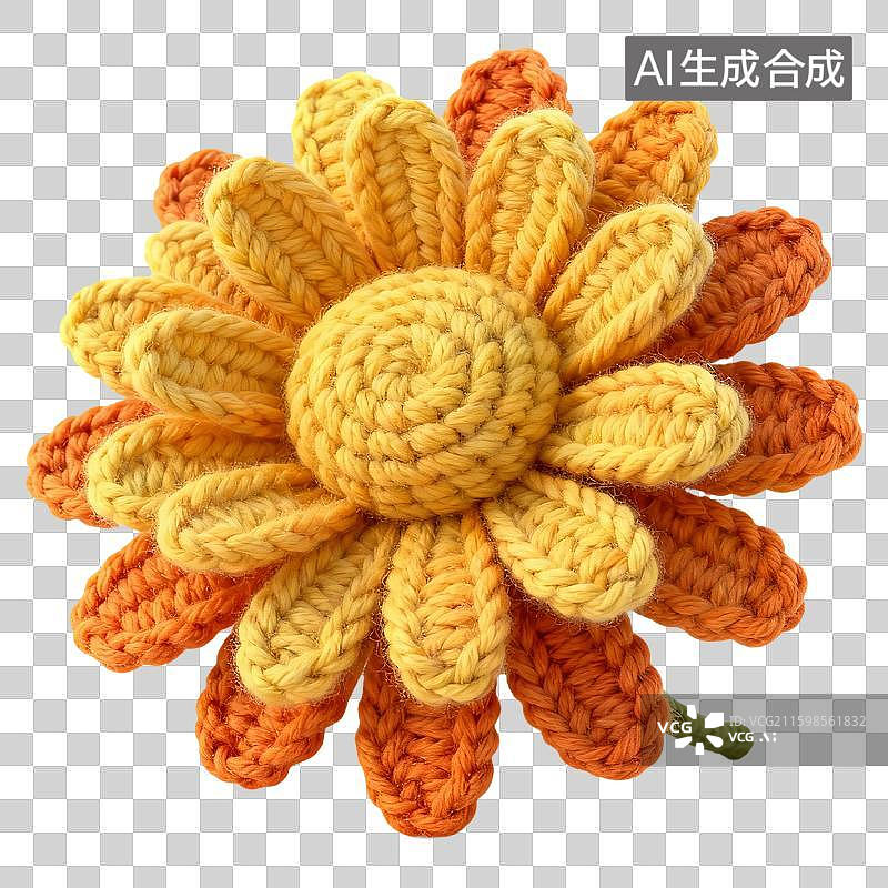 【AI数字艺术】3D卡通秋季冬季毛线针织材质质感插画元素菊花图片素材