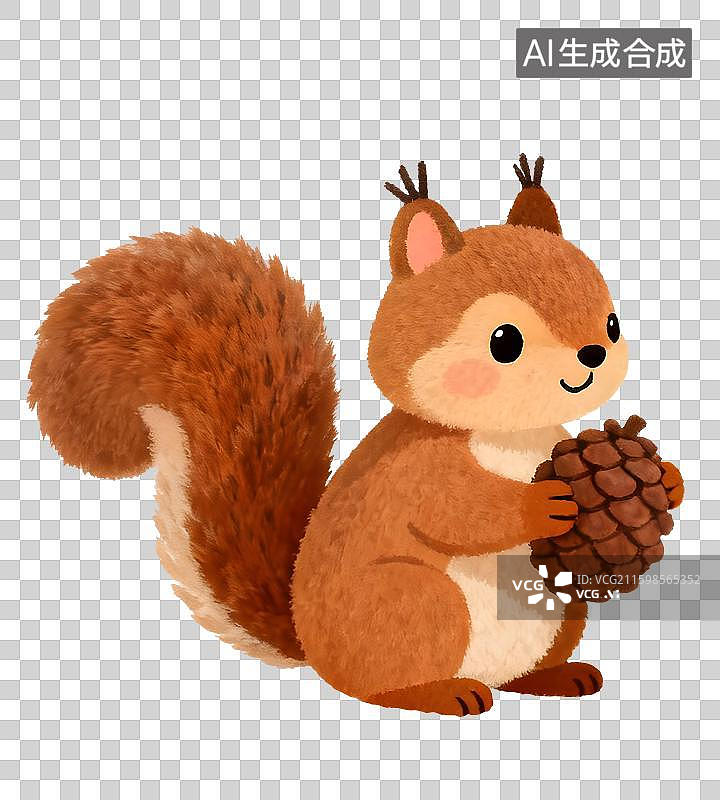 【AI数字艺术】3D立体毛绒质感松鼠秋季免抠元素图片素材