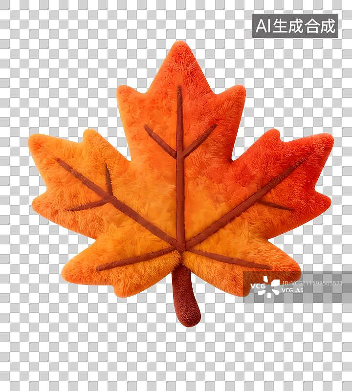 【AI数字艺术】3D立体毛绒质感枫叶秋季免抠元素图片素材
