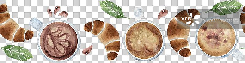 水彩手绘横幅无缝拼接图片素材