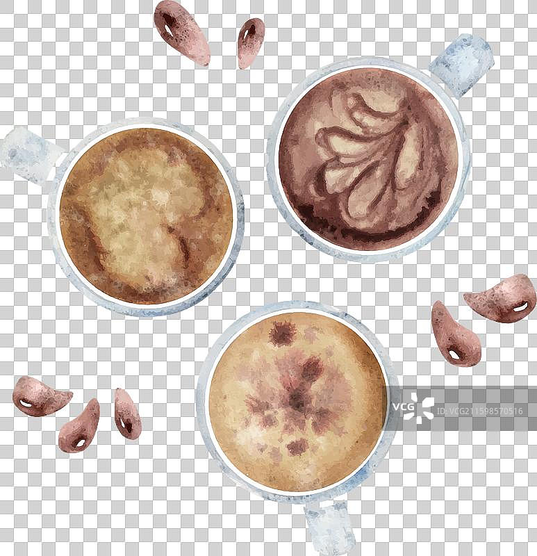 手绘水彩卡布奇诺构图图片素材