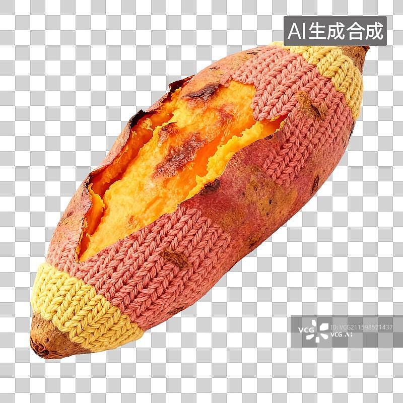 【AI数字艺术】3D针织风格烤红薯元素图片素材