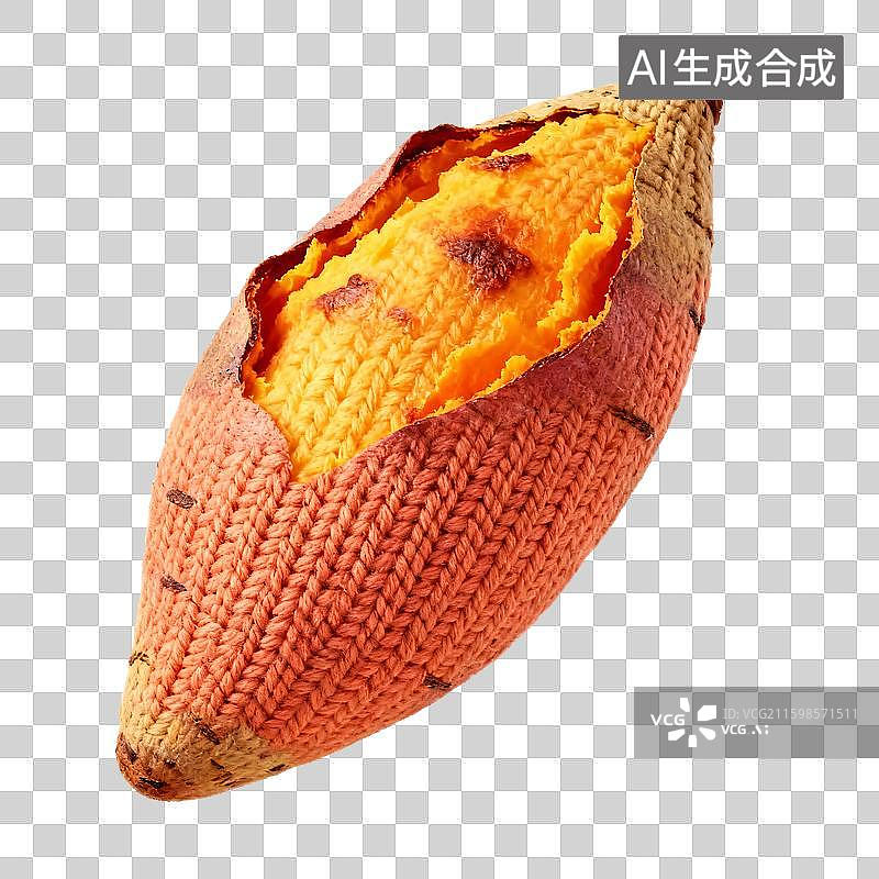【AI数字艺术】3D针织风格烤红薯元素图片素材