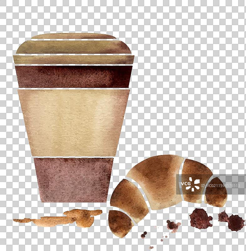 水彩手绘卡布奇诺构图图片素材