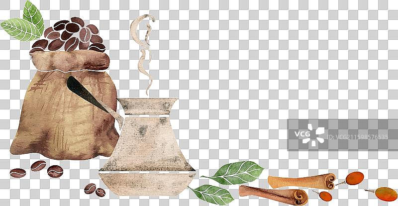 水彩手绘咖啡组合图片素材