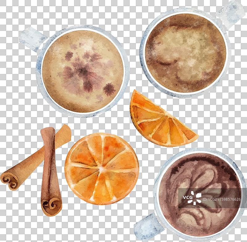 手绘水彩卡布奇诺构图图片素材