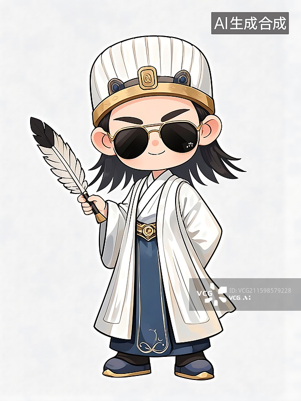 【AI数字艺术】国风少年墨香书卷图片素材