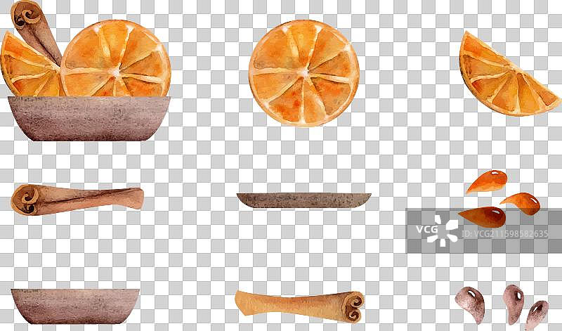 水彩手绘咖啡滴物件集图片素材