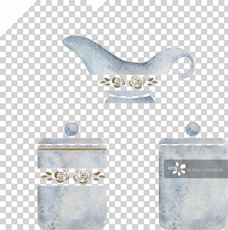 水彩手绘咖啡物品套装图片素材