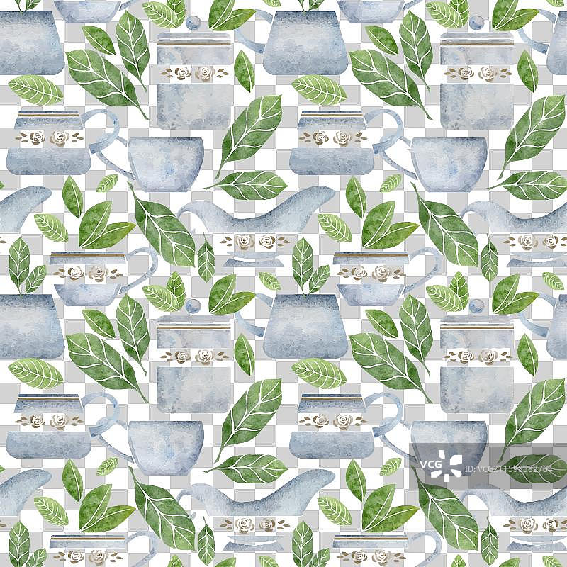 水彩手绘无缝图案，带有图片素材
