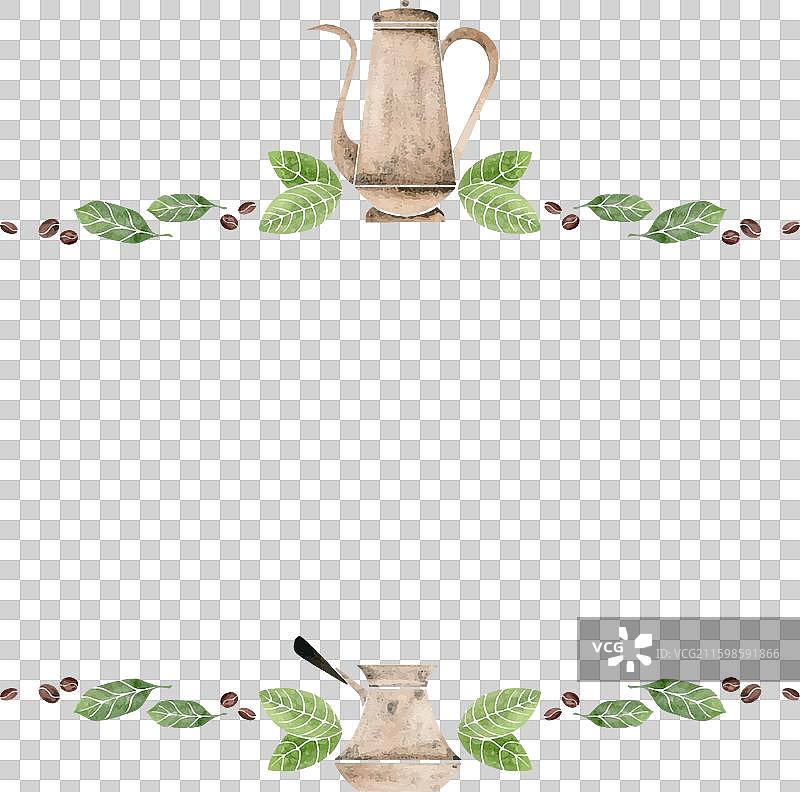 手绘水彩咖啡边框图片素材