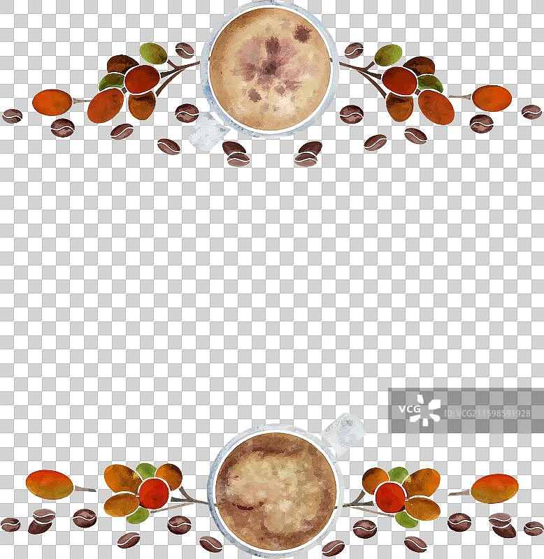 手绘水彩卡布奇诺边框图片素材