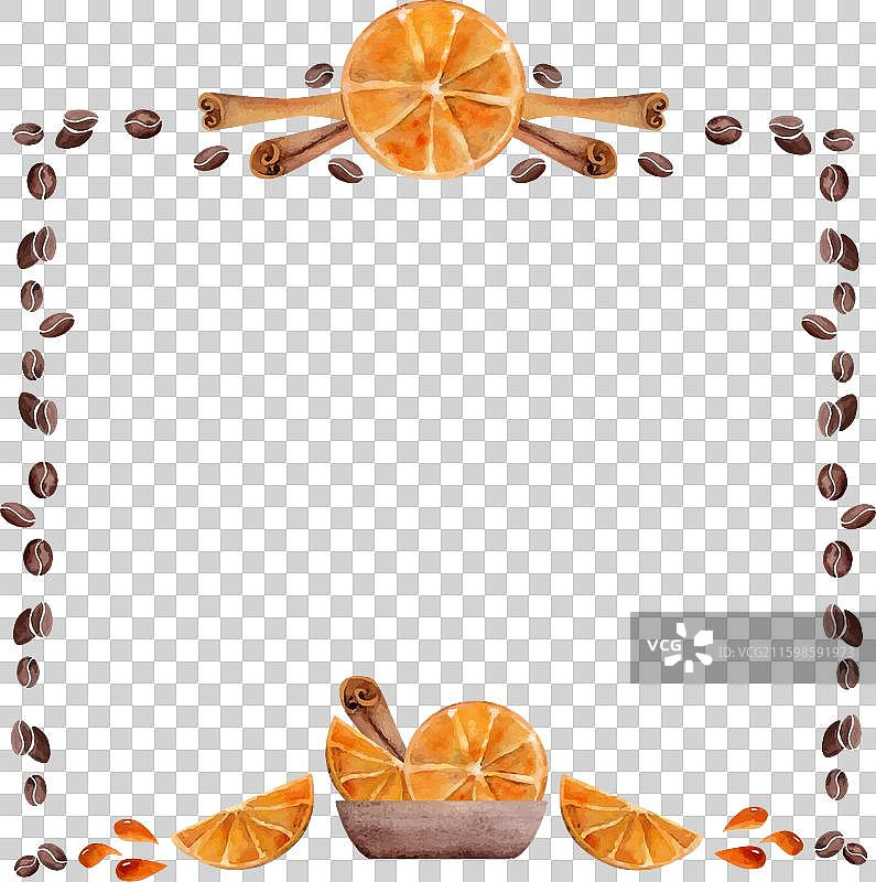 手绘水彩咖啡边框图片素材