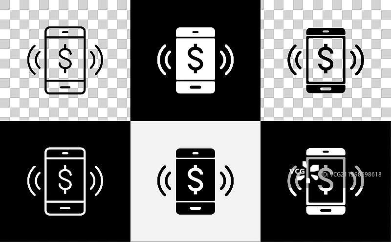 带有美元符号图标的手机在线图片素材