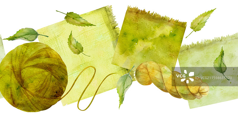 手绘水彩荨麻叶着色图片素材