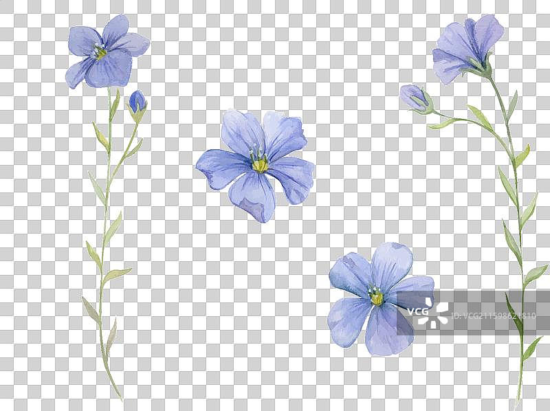 手绘水彩蓝绿色亚麻布图片素材