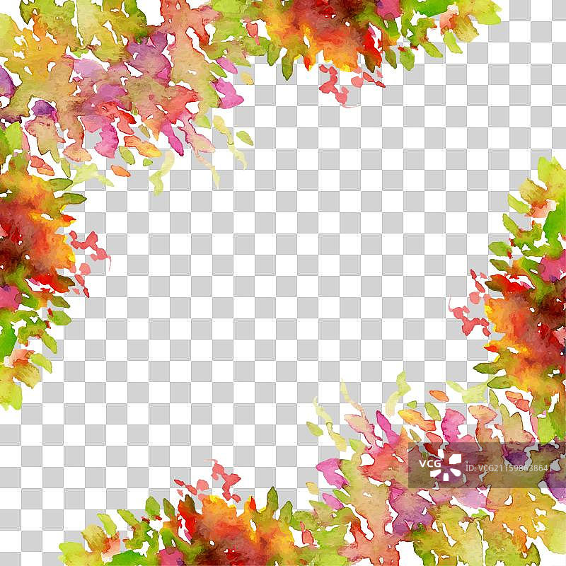 手绘水彩春季园艺花坛图片素材