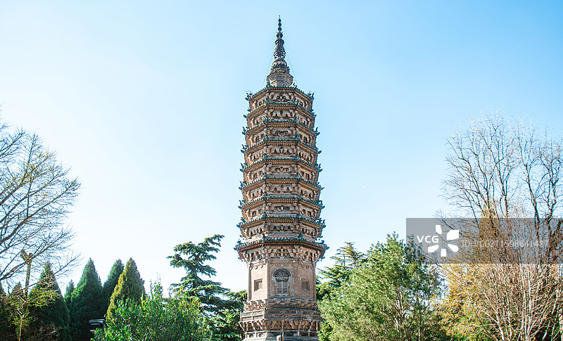 河北石家庄正定古城临济寺澄灵塔古建筑图片素材