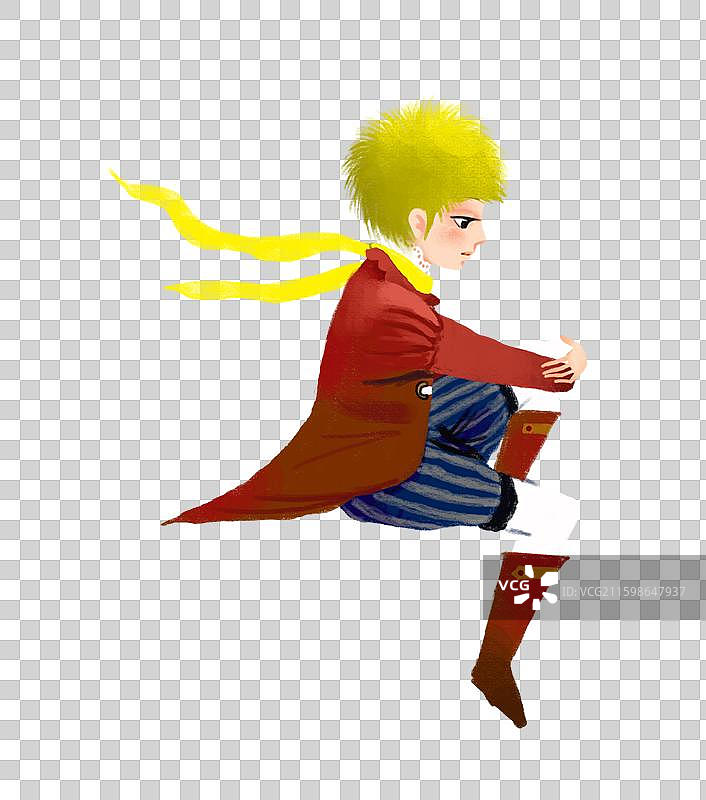 免抠元素 人物插画 抱着膝盖的小王子图片素材