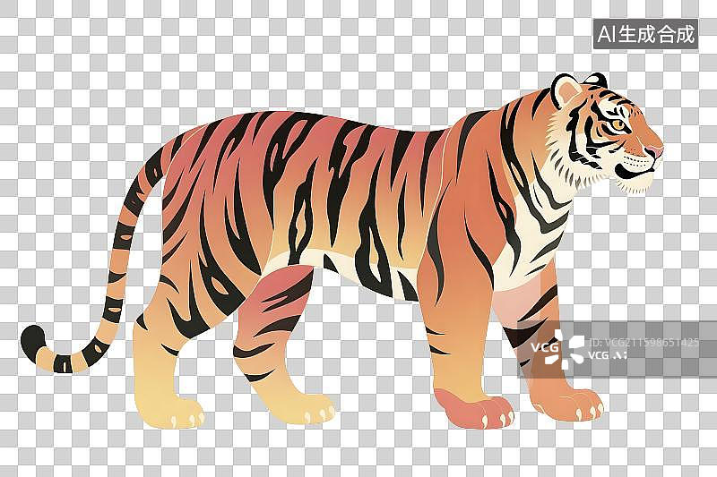 【AI数字艺术】色彩斑斓的老虎插画图片素材