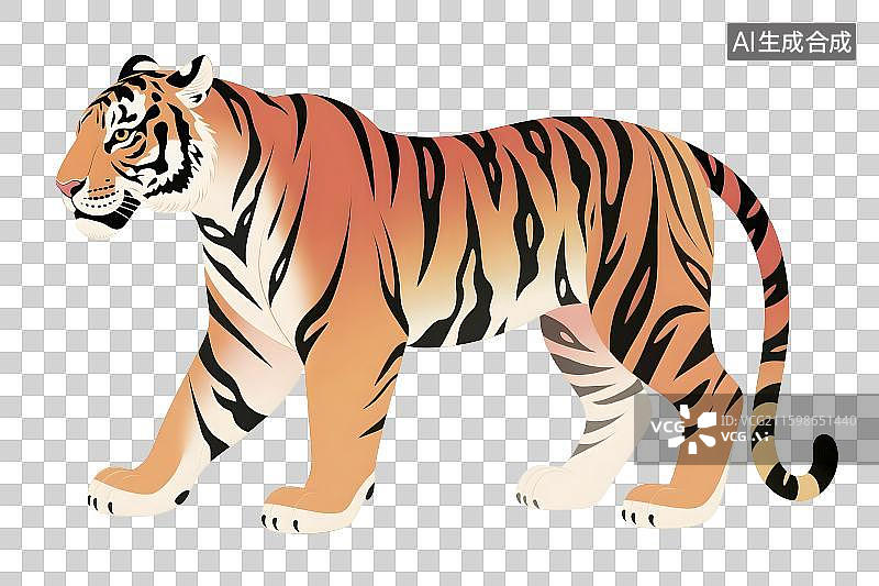 【AI数字艺术】一只行走的条纹老虎图片素材