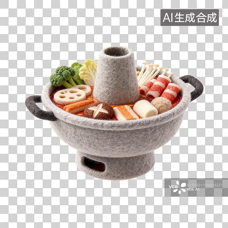 【AI数字艺术】毛毡材质的火锅佳肴图片素材