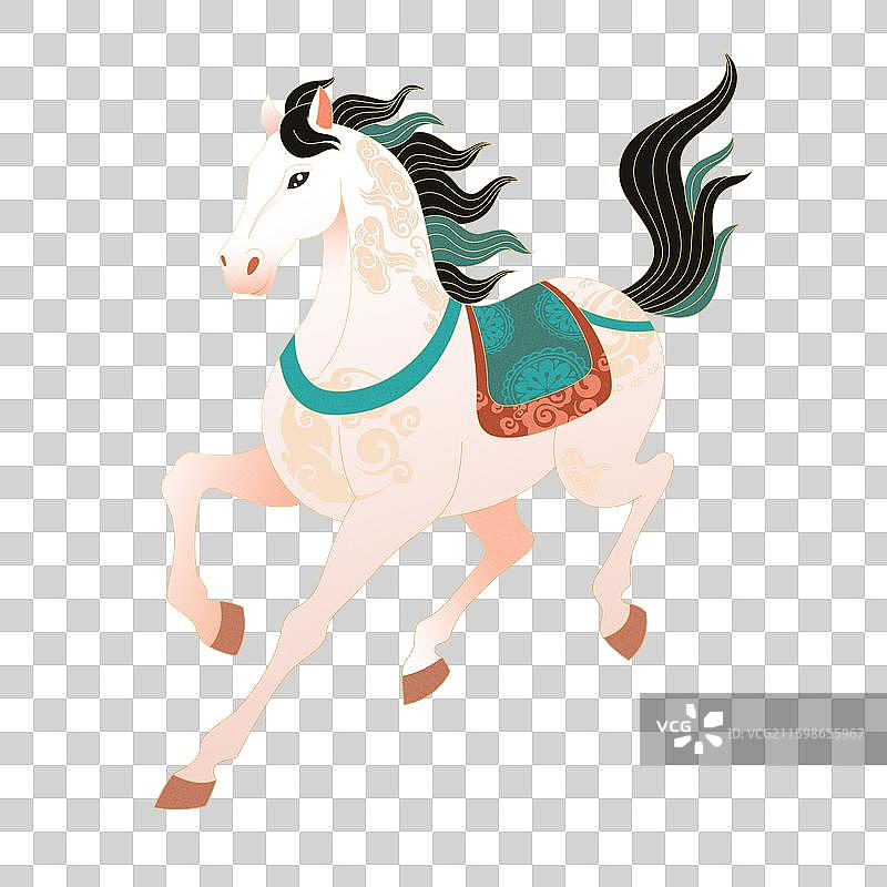 国风2026马年十二生肖骏马奔腾插画图片素材