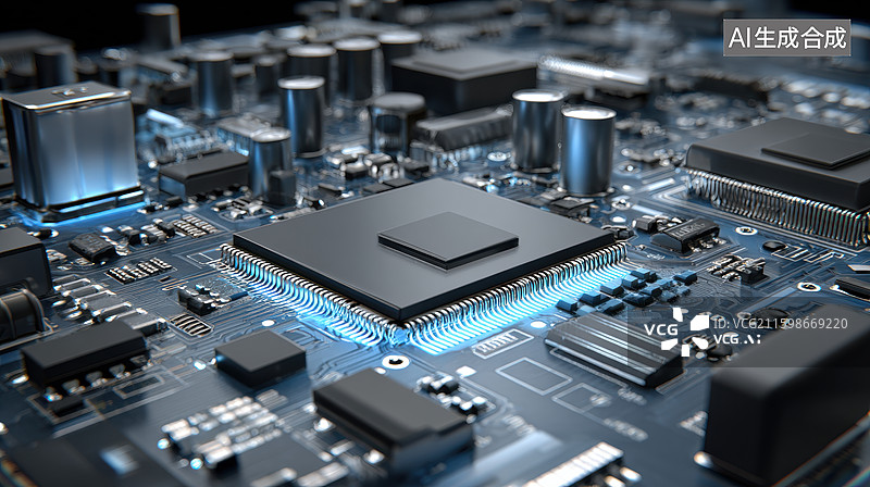 【AI数字艺术】集成电路芯片特写图片素材