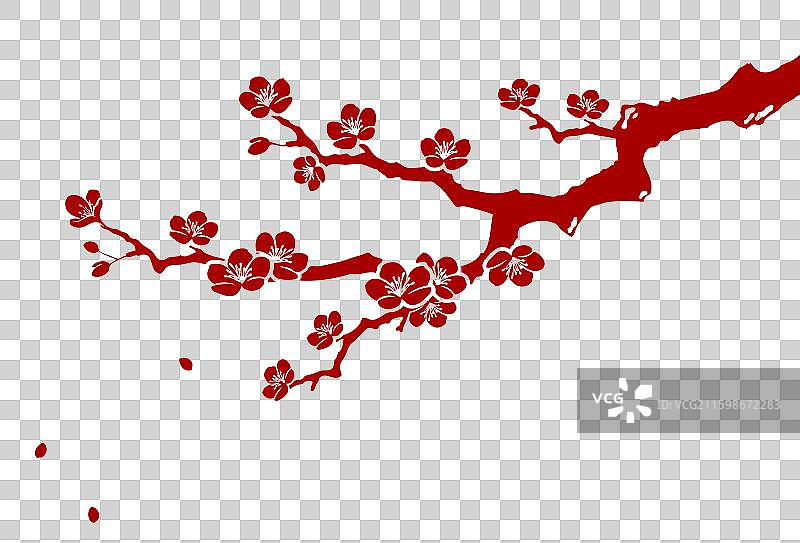梅花剪影图片素材
