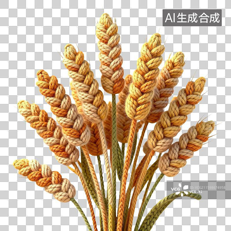 【AI数字艺术】3D卡通秋季冬季毛线针织材质质感插画元素小麦图片素材