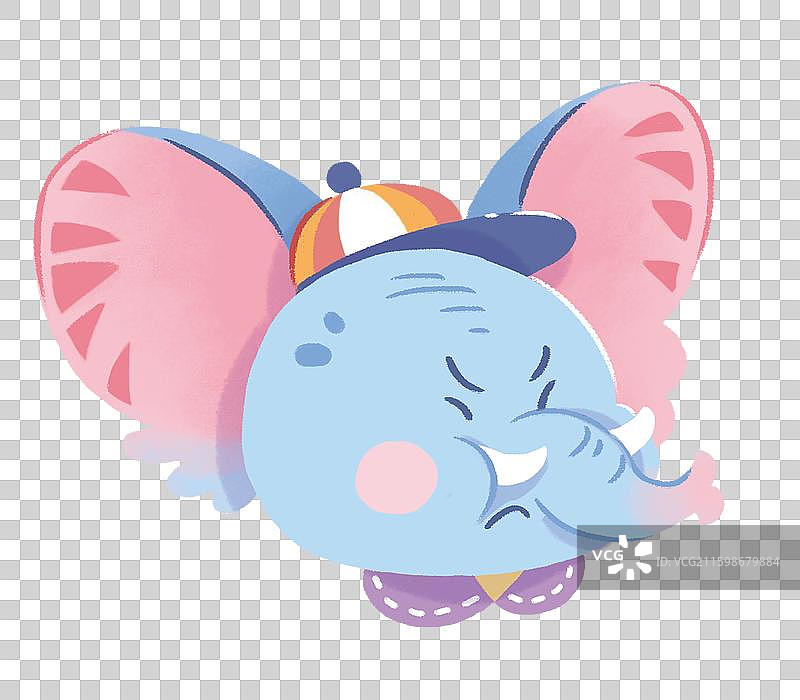 可爱萌系动物手绘蓝色大象头像图片素材