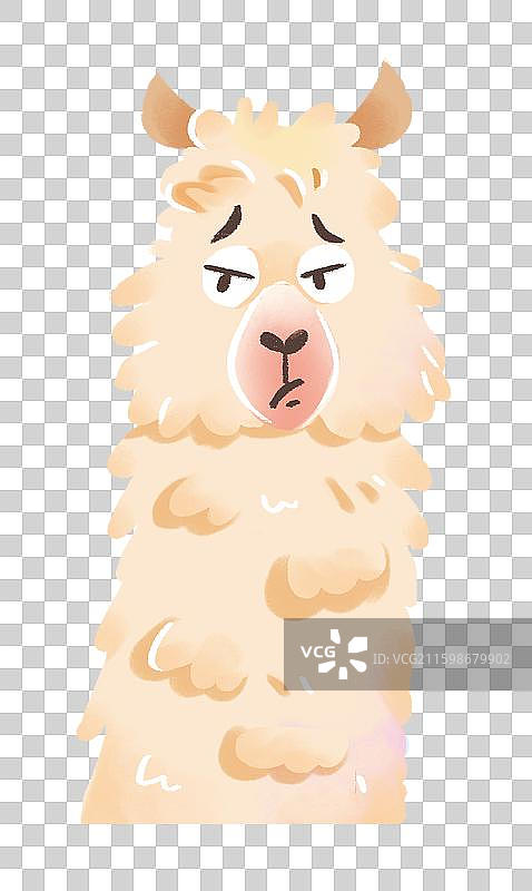 可爱萌系动物手绘米色羊驼头像图片素材