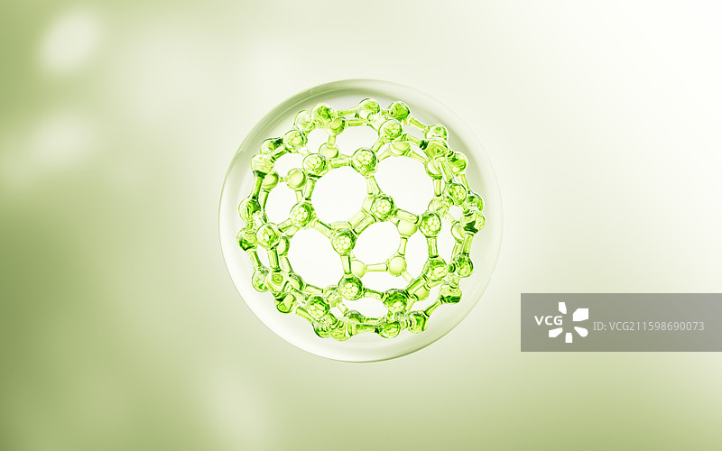 绿色透明护肤品分子三维渲染图片素材